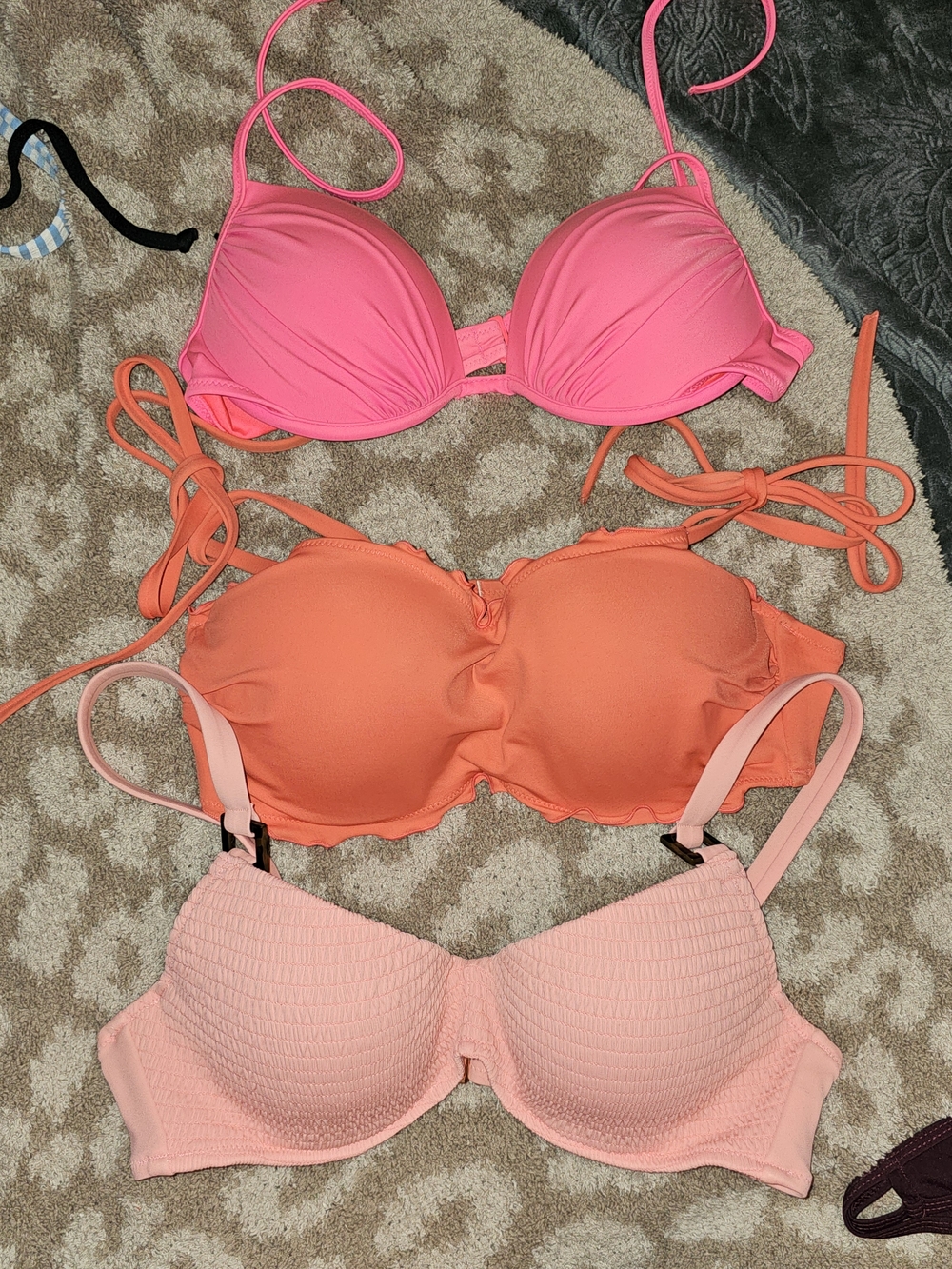 Lot Of 3 Women's Pink & Coral Bikini Tops - 34B